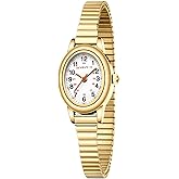 VAVC Gold Watch Waterproof Nurse Watch for Medical Professionals,Students,Women-Military Time Easy Read Dial,24 Hour with Second Hand,Stainless Steel Expansion Band