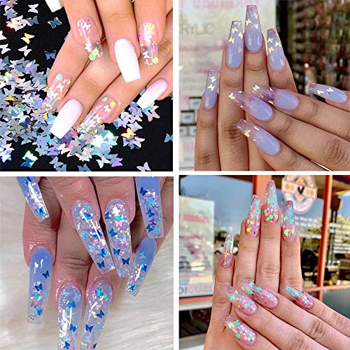 12 Colors/Set 3D Butterfly Nail Glitter Sequins, Kalolary Splarkly