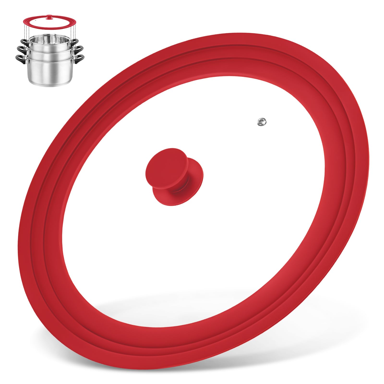 Photo 1 of 13-14-15 in Universal Lid for Oversized Pots, Pans and Skillets, Extra Large Pot Lid Tempered Glass Lid with Heat-Resistant Silicone Edge, Cookware Lids, Replacement Frying Pan Cover