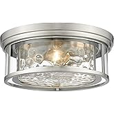 Z-Lite 493F3-BN Clarion Flush Mount, 3-Light 180 Total Watts, Brushed Nickel