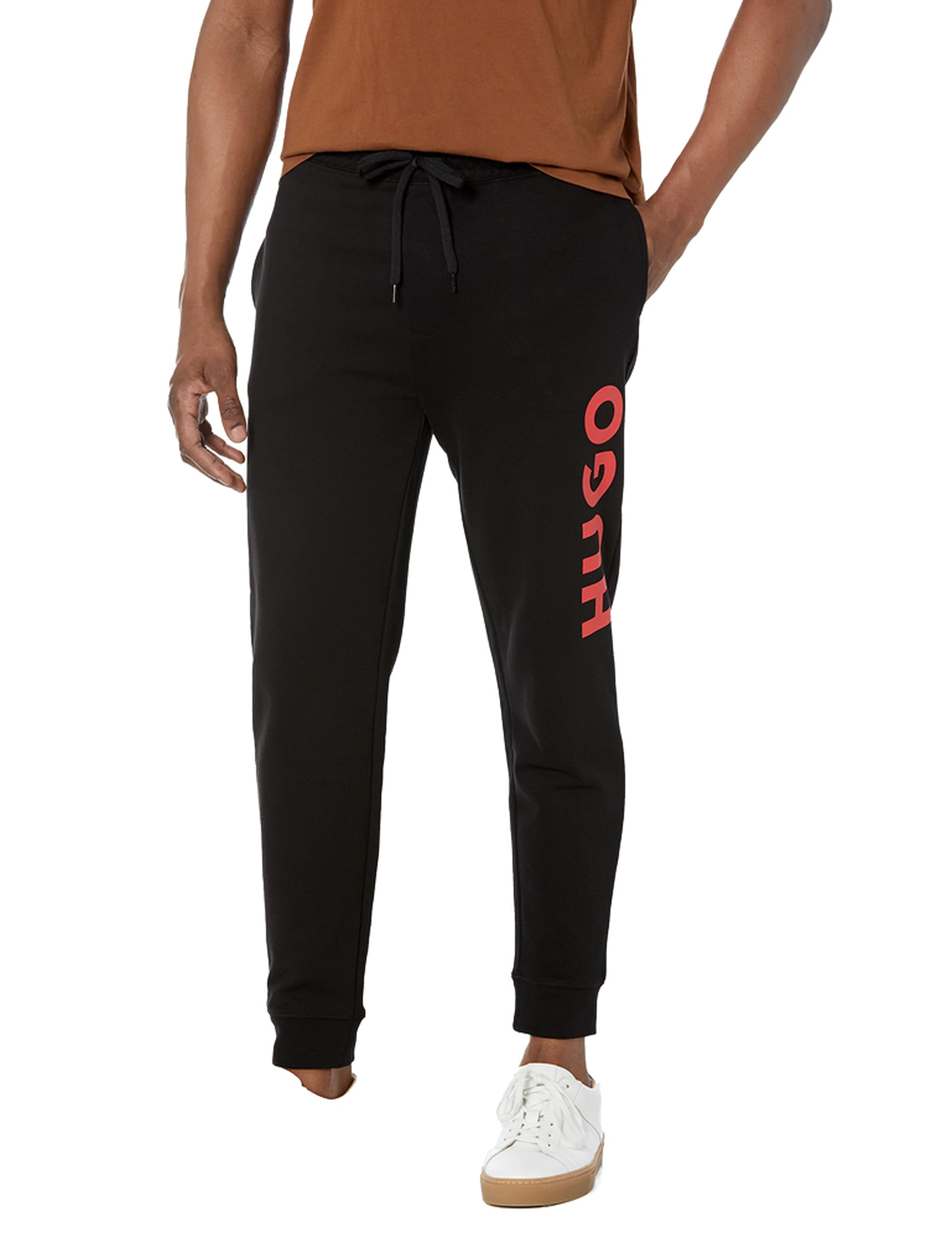HUGO Men’s Big Logo Cotton Sweatpants, Black Oil, XXL