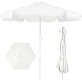 Best Choice Products 9ft Fringe Market Patio Umbrella – Outdoor Boho Tassel Sunshade for Table, Pool, Deck, Backyard – UPF50+, Easy Tilt, Heavy Duty Steel Pole & Ribs - White