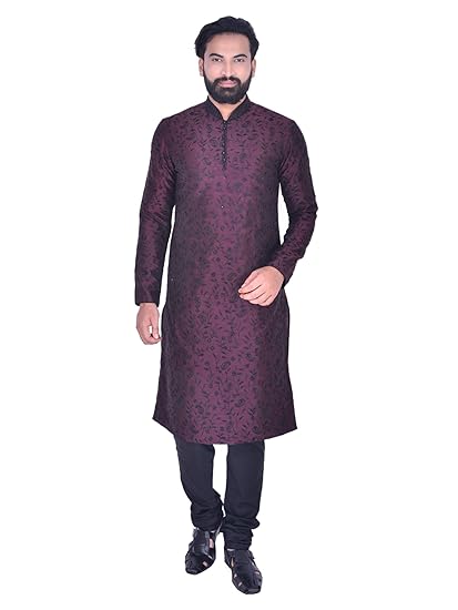 Men's Full Sleeve Regular Fit Floral Patterned Kurta & Churidar Set