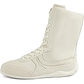 LUCKY STEP Women's High Top Fashion Boots Casual Retro Comfortable Shoes Lace Up Training Sneakers
