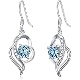 Seiyang 925 Sterling Silver Birthstone Dangle Earrings for Women Birthday Anniversary Fine Jewelry for Women Girls
