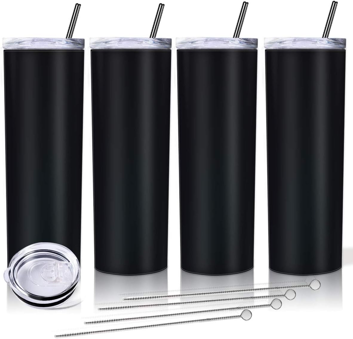 matte black tumbler with straw