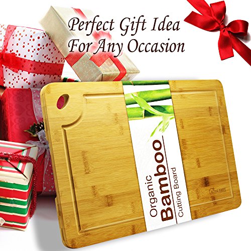 Cutting Board, Lovin Product Professional Extra Large Bamboo Cutting Board; Juice Groove & Hand Grips/Healthy Organic/Thicker Boards/BPA-Free/Durable Chopping Board for Kitchen (18X12 Inch)