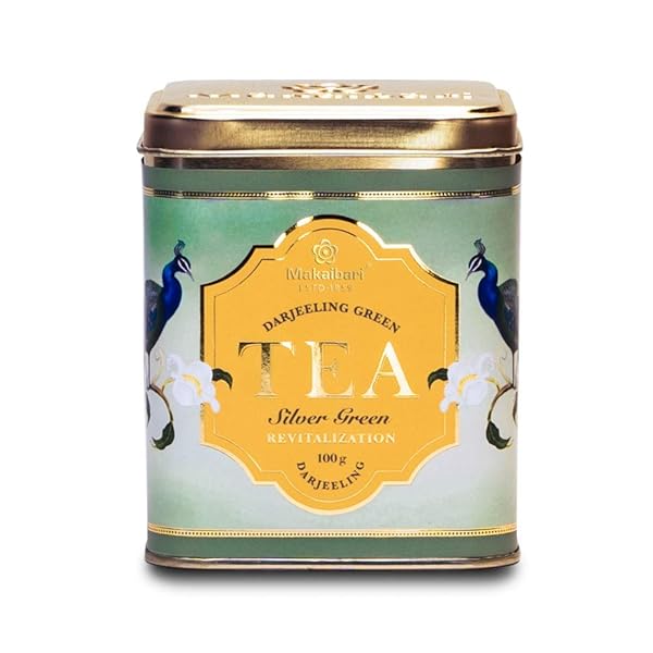 MAKAIBARI TEA TREASURES- DARJEELING SILVER GREEN TIN CADDY...