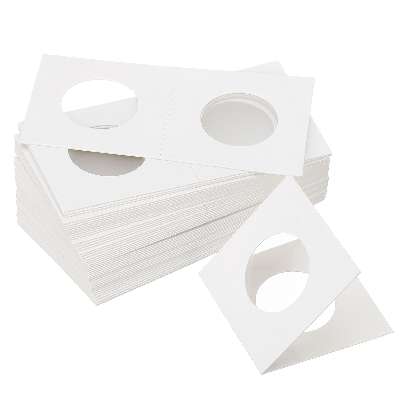 PATIKIL 2x2" Cardboard Coins Holders, 450 Pcs Coin Flips Cardboard Coin Holder Flips for 27.5 mm The Coin Collection Supplies Holder Storage, White