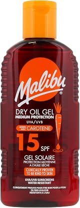 Malibu Sun SPF 15 Dry Oil Gel with Carotene for Tanning - 200ml - Water view 1