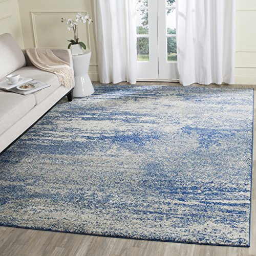 Safavieh Evoke Collection EVK272A Distressed Modern Abstract Navy and Ivory Area Rug (8' x 10')
