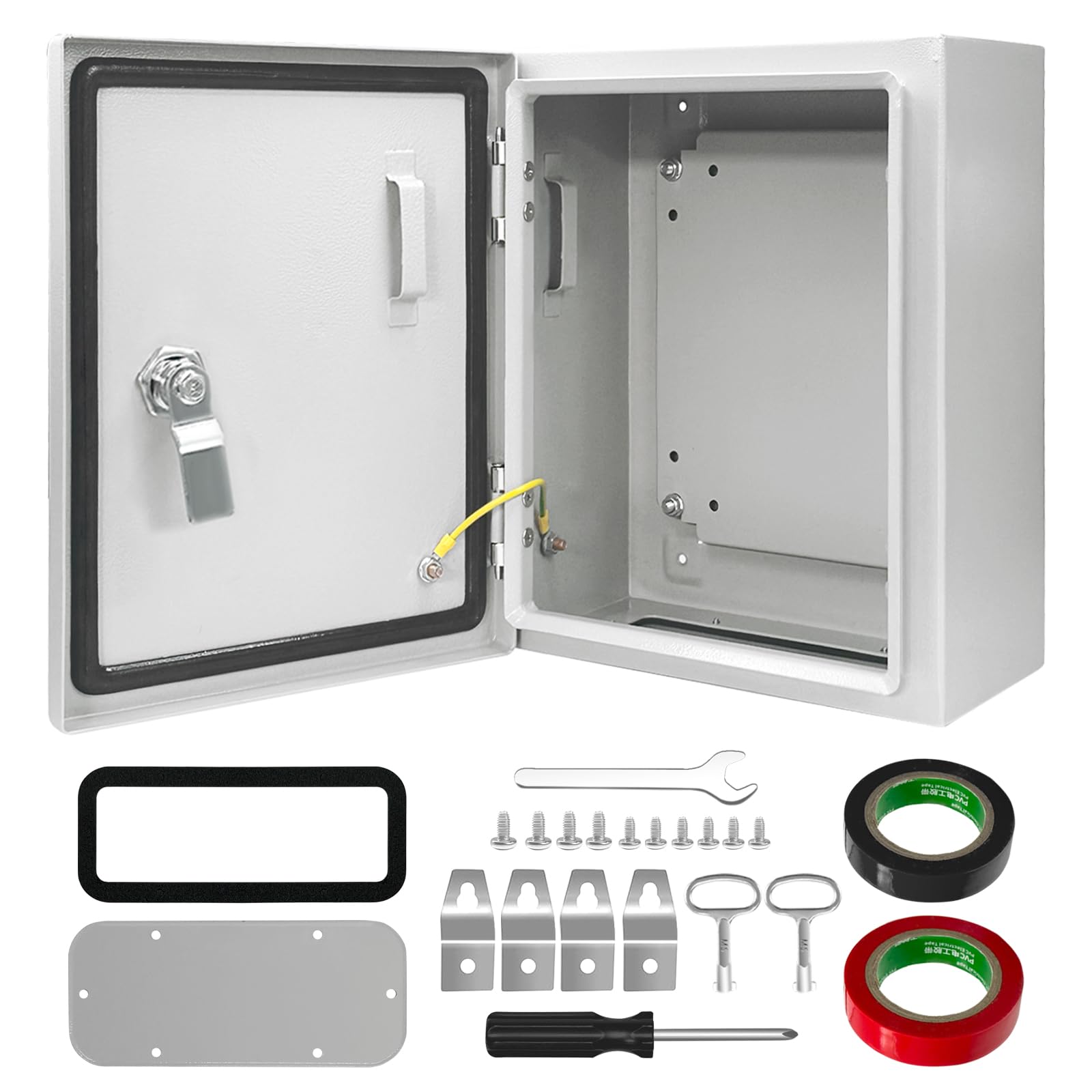 Photo 1 of Outdoor Electrical Box 12 x 10 x 6'' Steel Electrical Junction Box NEMA 4X Steel Enclosure Box IP66 Outdoor/Indoor Waterproof & Dustproof Metal Box with Lock & Mounting Plate (12 x 10 x 6)