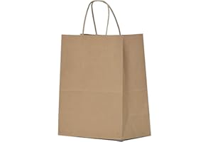 Qutuus Kraft Paper Gift Bags with Handles 8x4.5x10 25Pcs Brown Gift Bags Bulk Medium Size Small Business Bags, Party Bags, Retail Kraft Shopping Bags