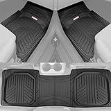 Motor Trend FlexTough Plus Black Rubber Car Floor Mats - All Weather Deep Dish Automotive Floor Mats, Heavy Duty Trim to Fit 