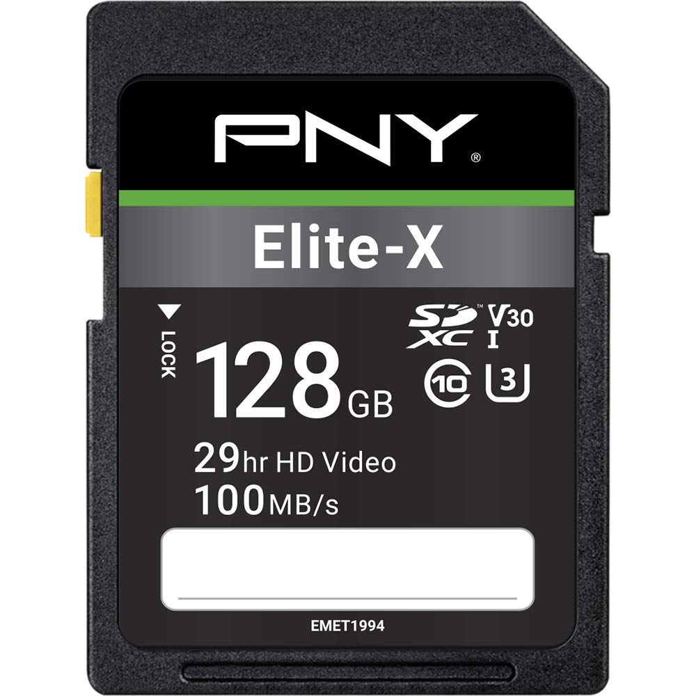 PNY 128GB Elite-X Class 10 U3 V30 SDXC Flash Memory