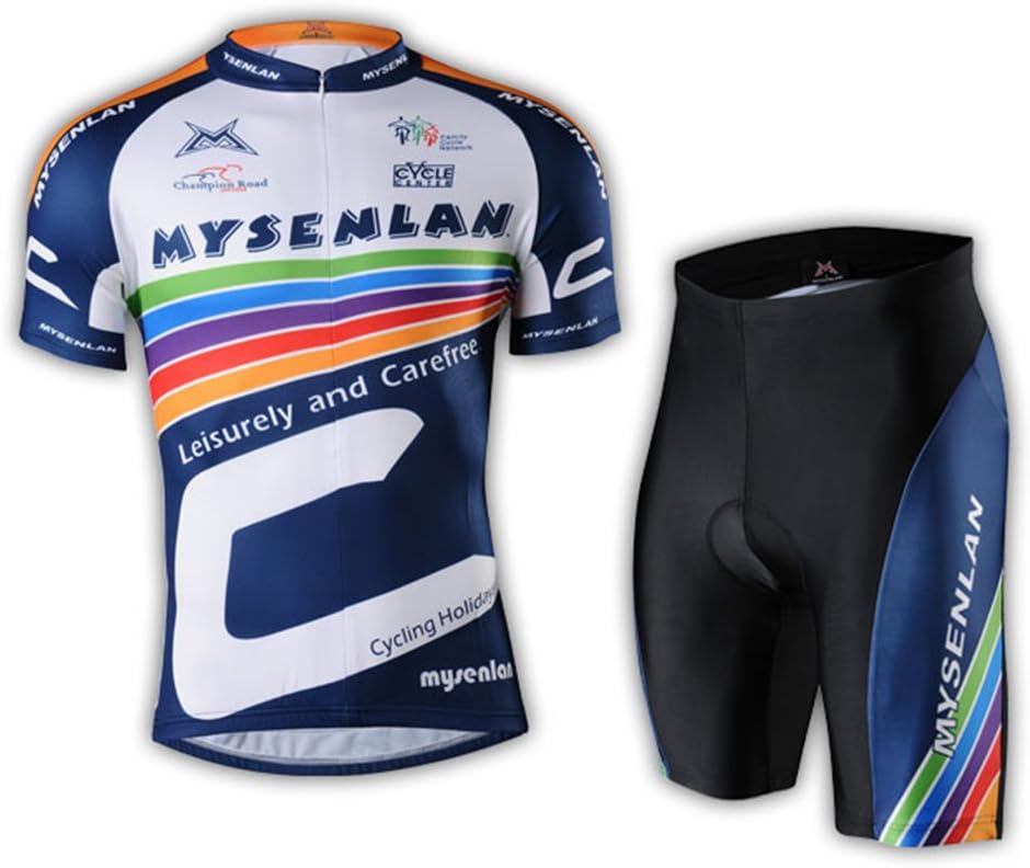 MSL Men's Summer Bike Cycling Jersey Set Short Sleeve Shirts+Shorts Blue