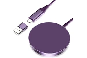 YLLZI Magnetic Wireless Charger for iPhone 15 - Fast Wireless Charging Pad for iPhone 15/15 Pro/15 Plus/15 Pro Max/14/14 Pro/14 Plus/14 Pro Max/13/12 Series[1 x USB C to USB Adapter],Purple