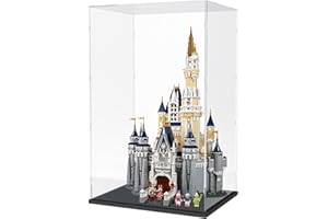 Choowin 31 inch Tall Acrylic Display Case for Lego Disney Castle 71040 Thickened Clear Acrylic Display Case Display Cabinet for Large Collectible Doll Figure Assemble Dustproof Display Box(Black Base)