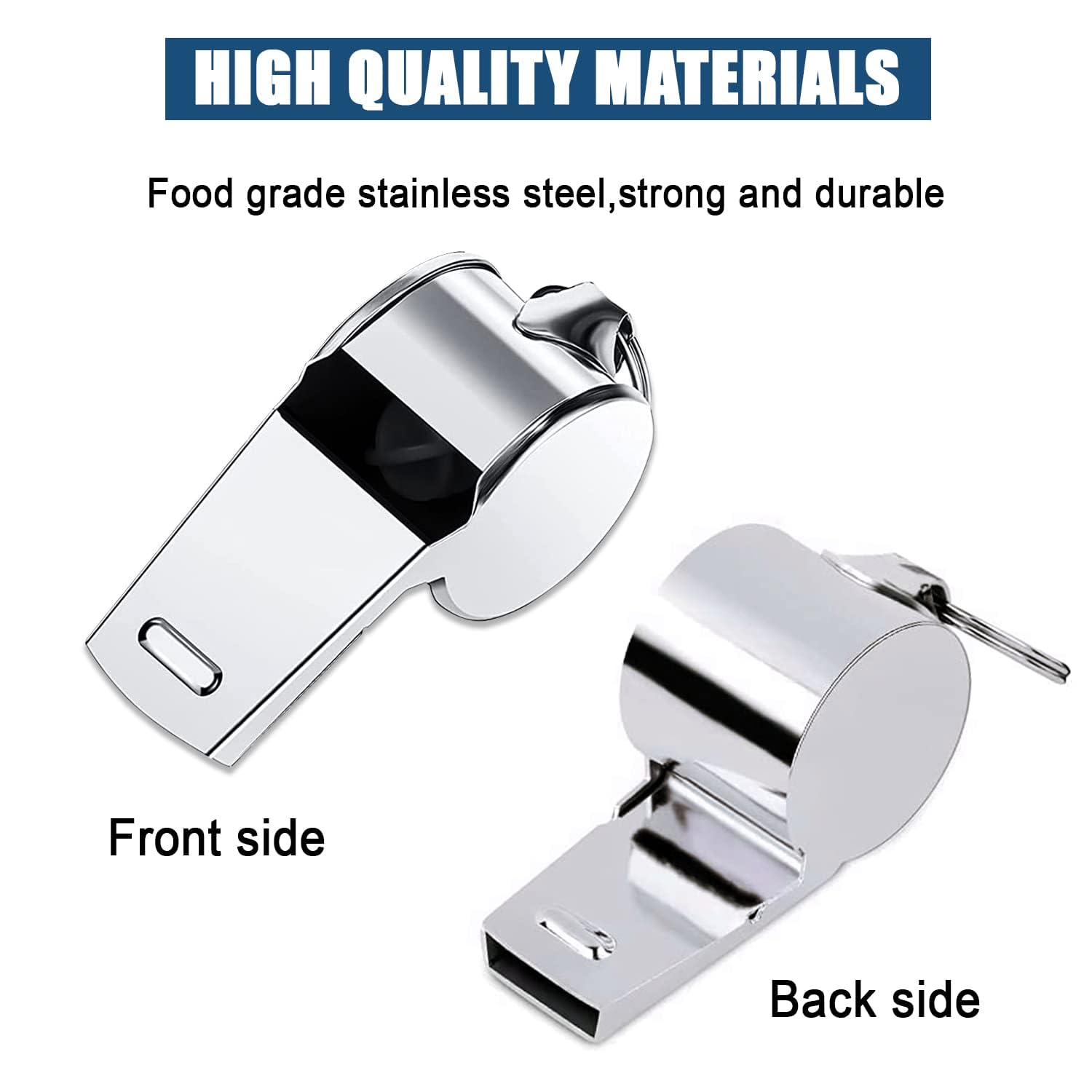 3 Pcs Whistle,Stainless Steel Sports Whistle with Lanyard for Coaches Referees Emergency Outdoor Sports