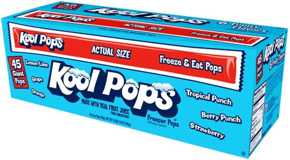 Kool Pops Freezer Pops, Assorted Flavors (45 - 5.5 oz pops per box) (3 Boxes)