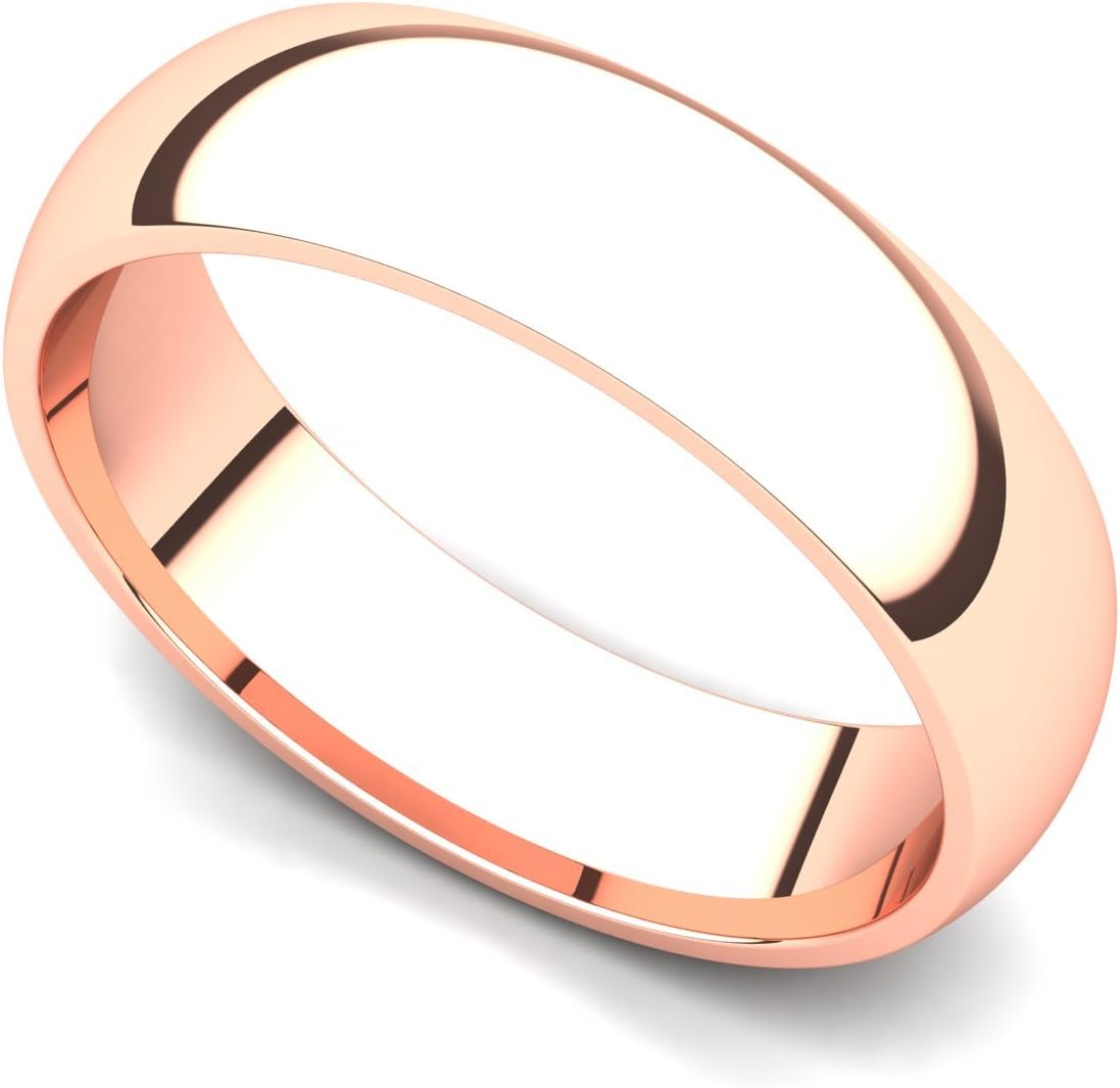 14k Rose Gold 5mm Classic Plain Comfort Fit Wedding Band Ring
