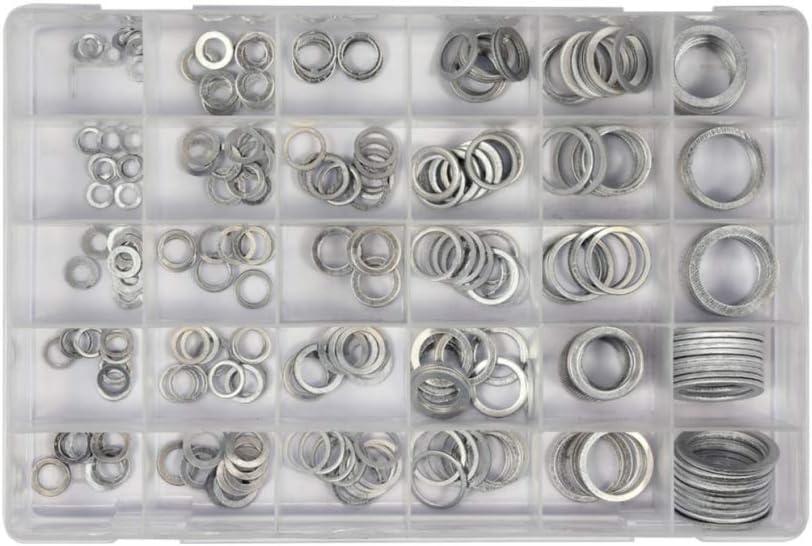 YATO professional assorted aluminium washers 300 pcs mixed sizes (YT-06865), Black
