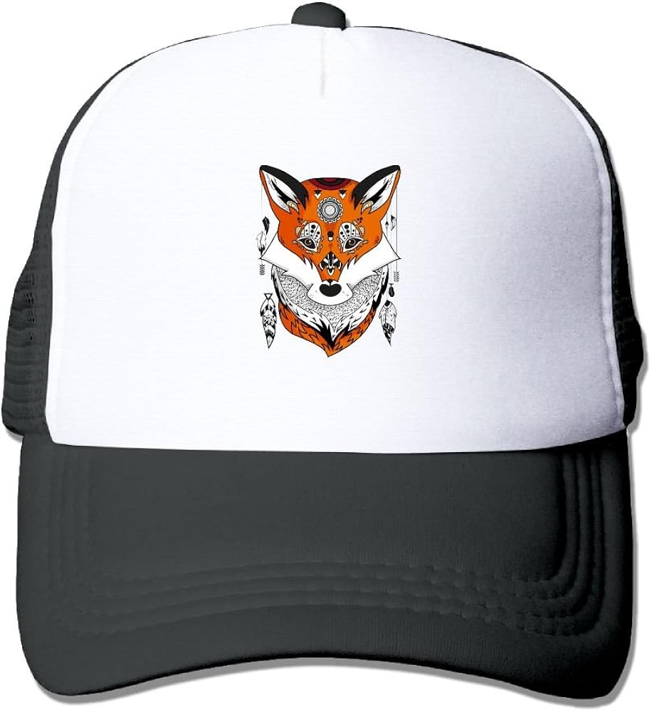 Fox Head Mesh Trucker Hat Baseball Cap Black