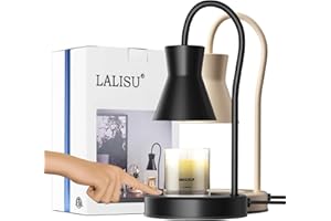 LALISU Candle Warmer Lamp with 2 Bulbs Compatible with Jar Vintage Electric Touch Control Dimmable Candle Melter Top Melting for Scented Wax (Touch-Black)