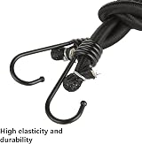 ASelected 12pk Bungee Cords 12" Black Heavy Duty Rubber Metal Hooks UV Resistant view 4
