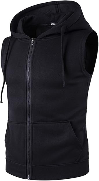 black sleeveless zip up hoodie