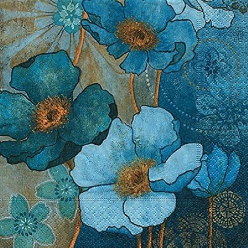 4 x Paper Napkins - Harmony in blue - Ideal for Decoupage / Napkin Art