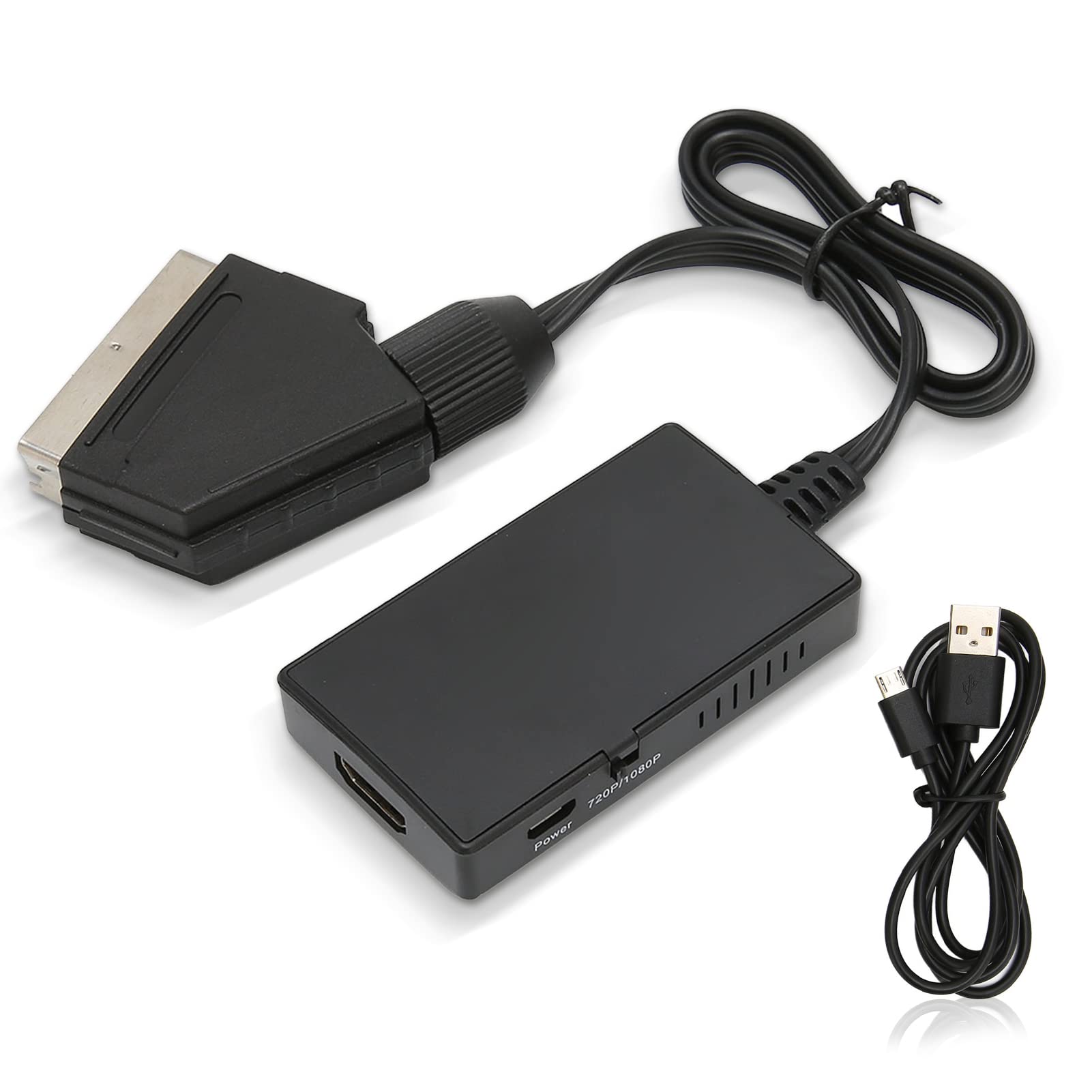 Annadue Scart to Hdmi Converter Adapter, Full Hd Video Audio Adapter Supports 720P 1080P Switching Video Converter for Dvd Set Top Box