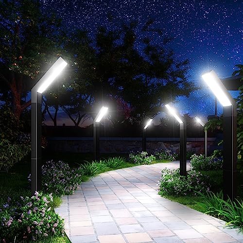 ROSHWEY Solar Pathway Lights Outdoor, 6 Pack Solar Lights Outdoor Waterproof, Bright Solar Garden Light for Outside, Landscape Lighting for Yard Patio Backyard Driveway Walkway Path Lawn