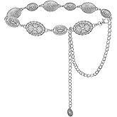 DTWAWA Western Cowgirl Chain Belts for Women Waist Links Adjustable Metal Boho Concho Belt for Dresses Jeans