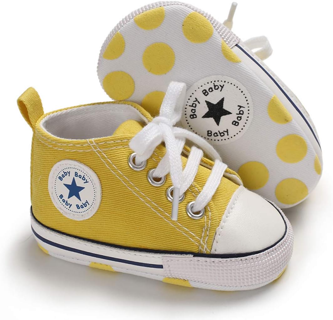 Tutoo Unisex Baby Boys Girls Star Sneaker Soft Anti-Slip Sole Newborn Infant First Walkers Cotton Shoes