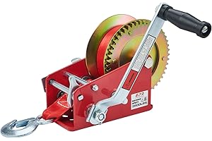 OPENROAD Hand Winch,3500LB Boat Trailer Winch Heavy Duty Steel Construction Gear Traction Winch 2-Way Ratchet & 4:1/8:1 Gear 