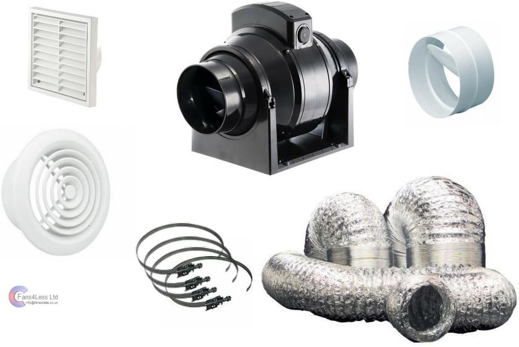 MF150S MF150T Timer Std Mixedflow Back Draught Bathroom inline Fan Kit 6" 150mm (MF100 Standard)