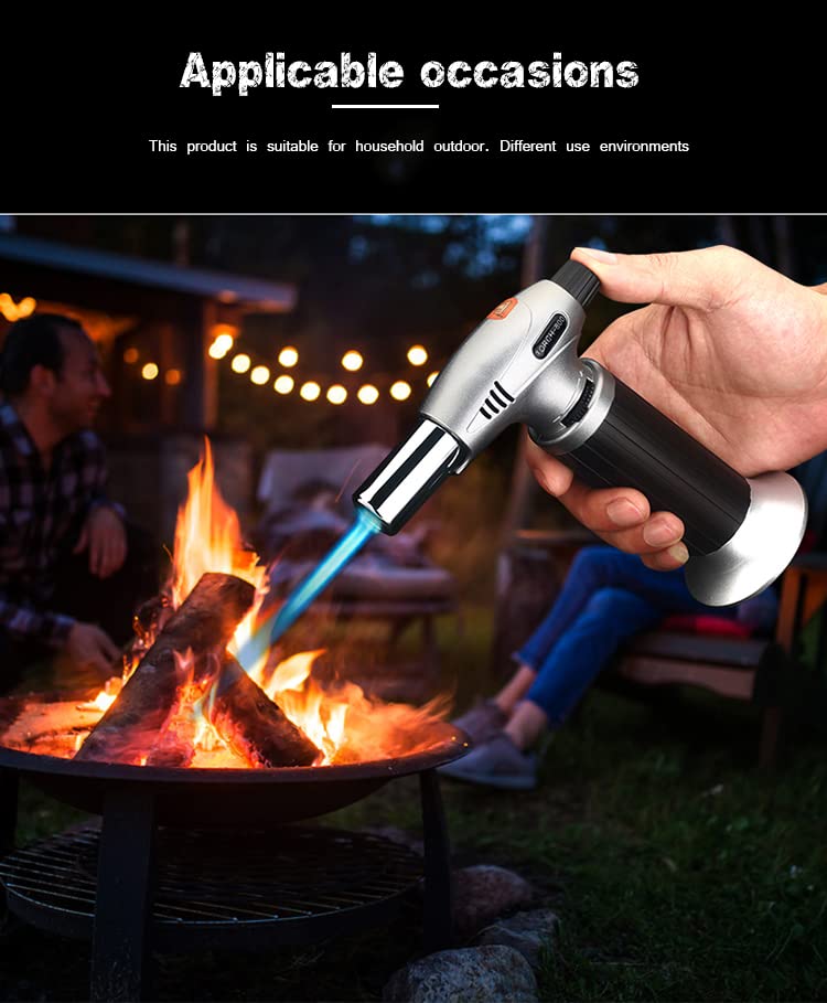 Butane Torch, Refillable Kitchen Torch Lighter with Adjustable Flame