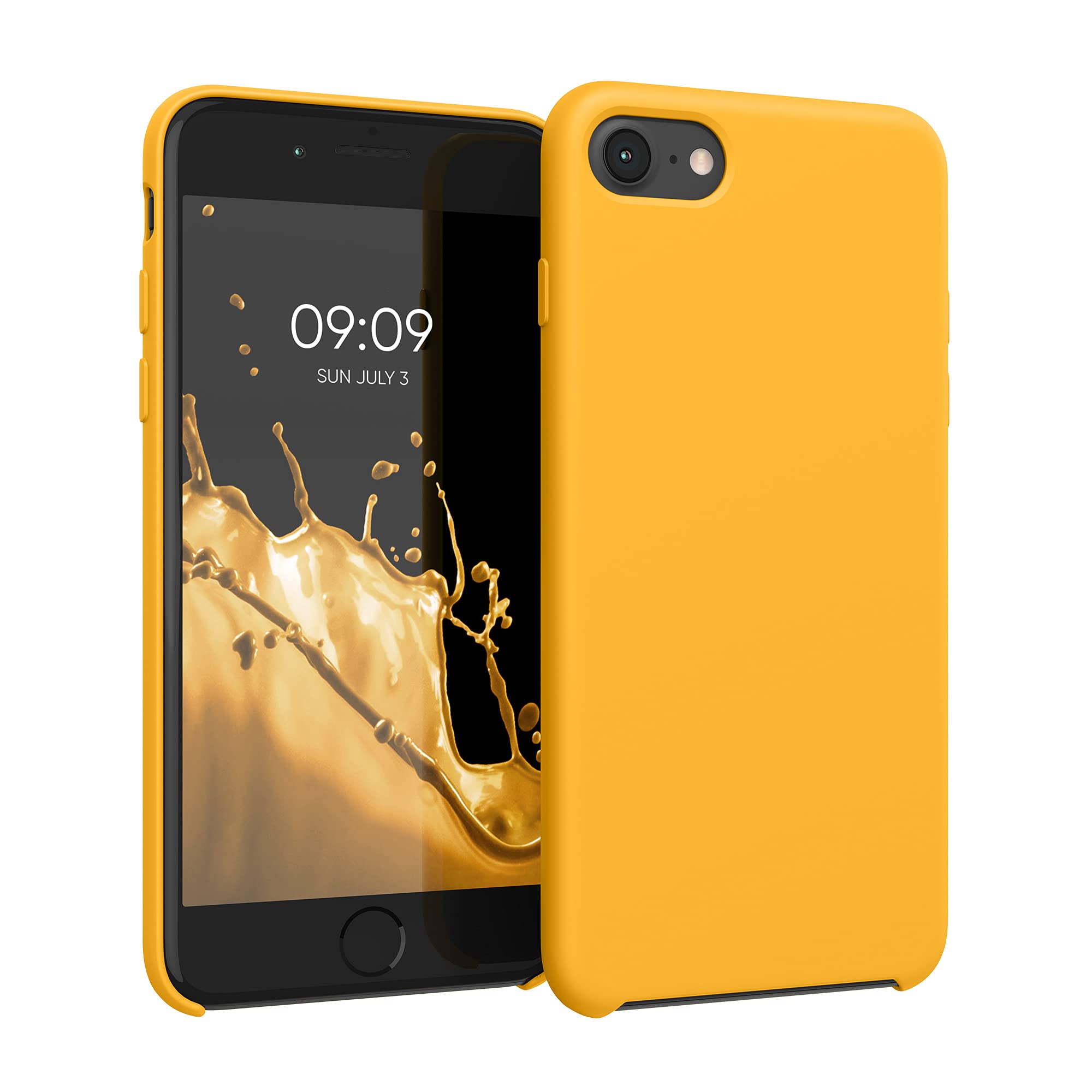 kwmobile Case for Apple iPhone SE (2022/2020) / iPhone 8/7 Case - Soft Cover - Shockproof Silicone - Wireless Charging Saffron Yellow โ image 1