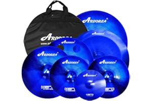 Arborea Cymbal Pack for Drum 7 pcs Blue Hero Series Include 14"Hihats 16"Crash 20"Ride Bonus 10" Splash 16"Ozone Stacker 18" 