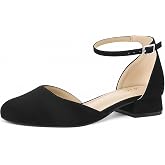 Ankis Round Closed Toe Heels for Women, Low Block Heel Dress Shoes | 1Inch Lightweight Block Heel, Comfortable Round Toe, Ankle Strap Dress Wedding Party Pumps Shoes