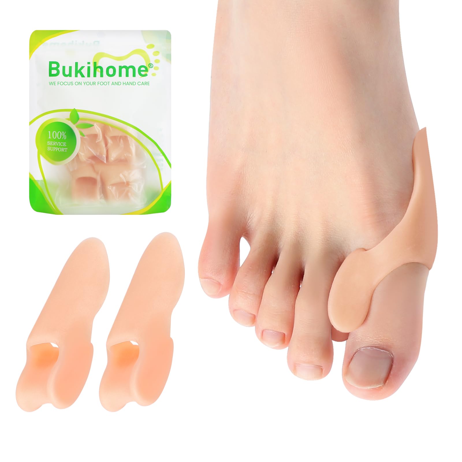 Bukihome Bunion Cushion Protector - 8 Packs Bunion Corrector Pads for Big Toe, Gel Shield for Foot Pain Relief, Calluses, Corns, Friction, and Pressure（Beige）