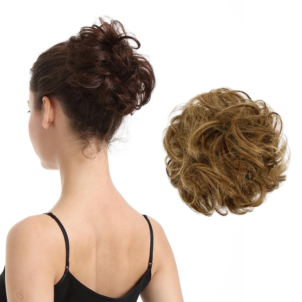 Photo 1 of BARSDAR Human Hair Bun Extensions - Real Hair Bun Pieces Daily - Brown & Blonde Highlight