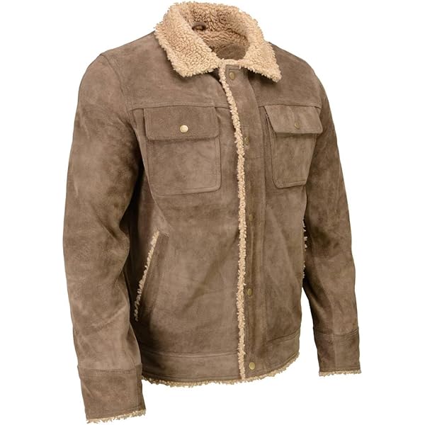 Hide & Seek Men's Vintage Waxed Brown Leather Trucker Jacket