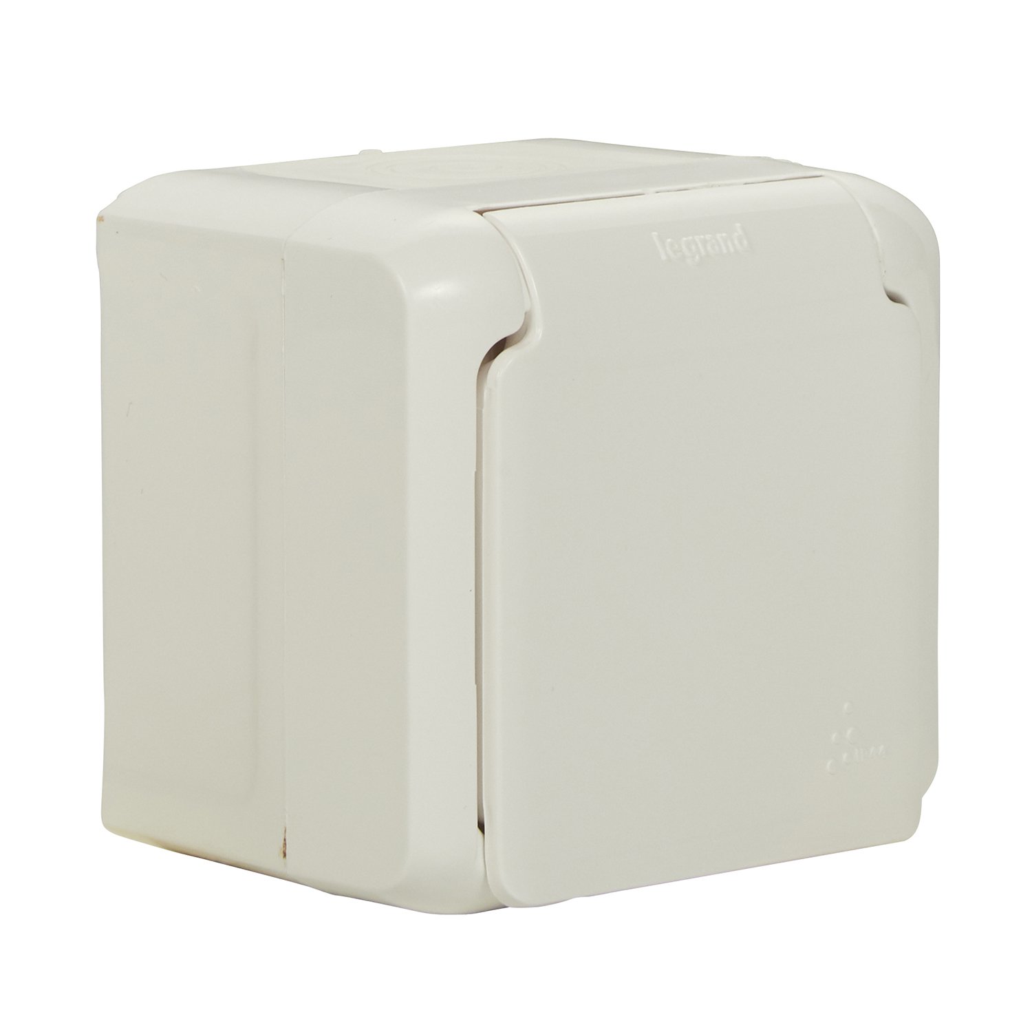 Legrand, Wet Room Surface-Mounted Socket IP44 (1-Way), 2-Pin with Earthing Contact, Child Protection and Lid, for Mounting on the Wall, 782373