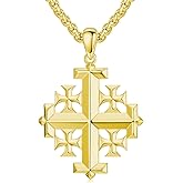Lattd Jerusalem Cross Necklace 925 Sterling Silver Christian Jewelry for Men, w/Stainless Steel Chain 22 + 2 Inch