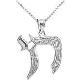 Claddagh Gold 925 Sterling Silver Hebrew Letter Jewish Chai Charm Pendant Necklace