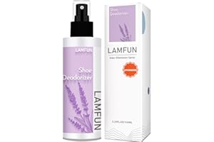 Shoe Odor Eliminator, Lamfun Deodorant Spray for Stinky Sneakers or Smelly Feet, Natural Shoe Deodorizer and Foot Deodorant Fight All Odors, Lavender, 150ml