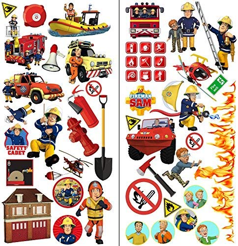 Fireman SAM Wall Stickers Kids Bedroom Boys Girls Wall Art Mural Wallpaper 70cmX35cmX2 Sheets