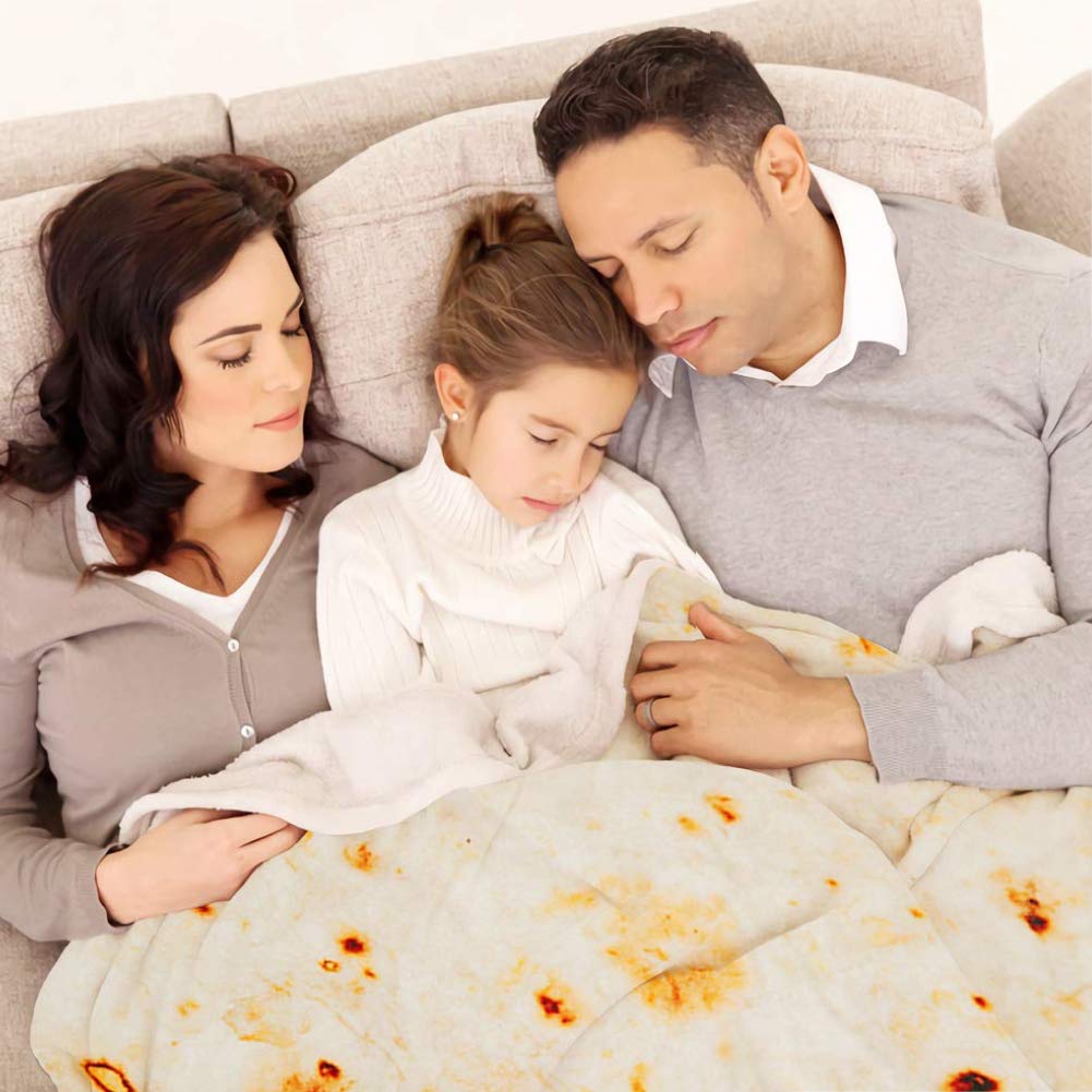 Freesooth Burritos Tortilla Blanket Tortilla Throw Blanket Realistic Food Blanket Soft Plush Round Funny Blanket for Bed,Couch or Travel